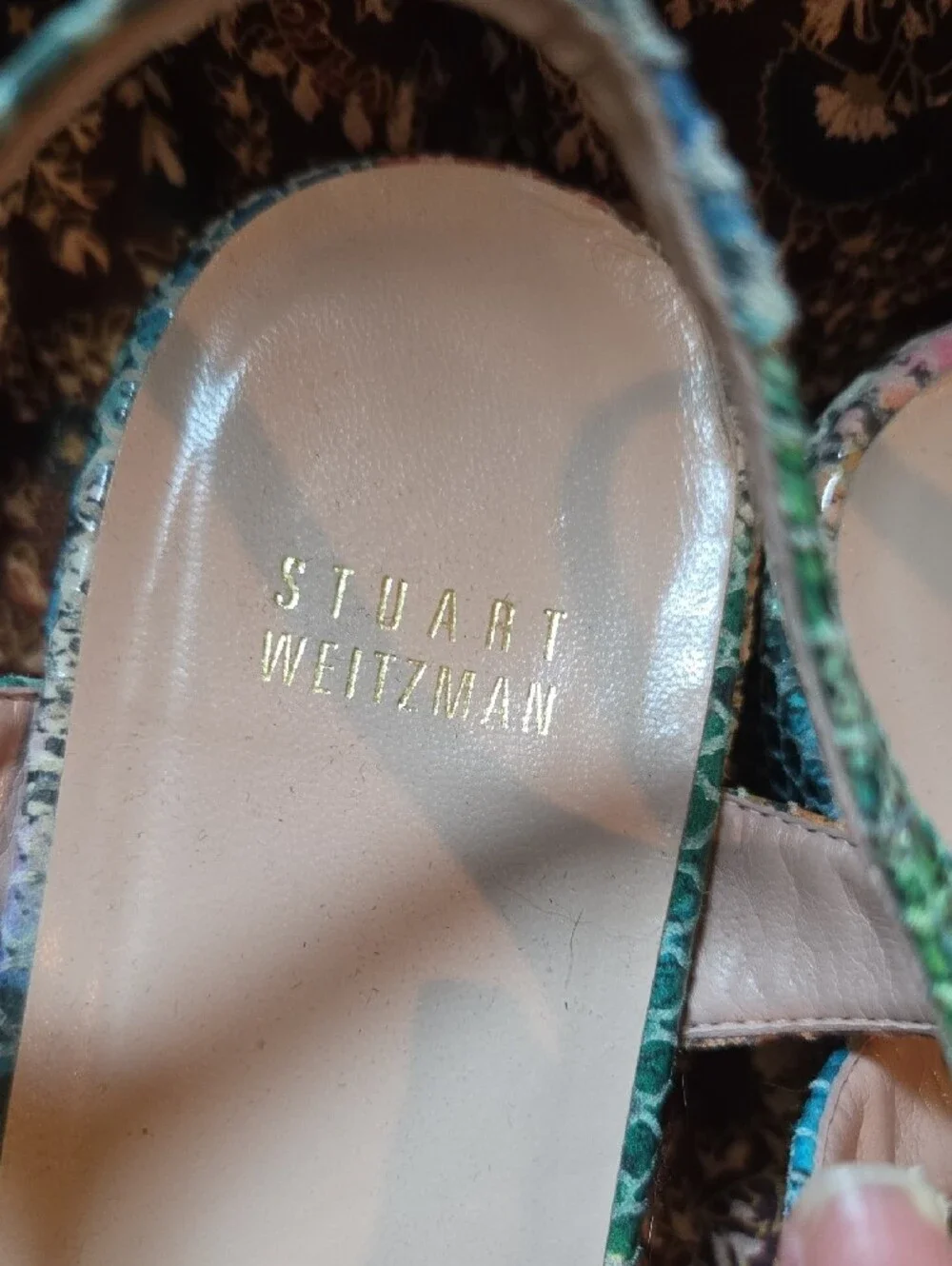 Stuart Weitzman Snake-Print Ankle-Strap Sandals
